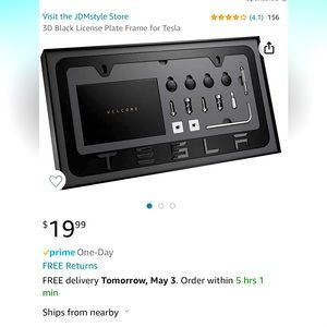 🚫TESLA 3D Black License Plate Frame NEW IN PACKAGING!